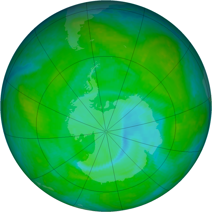 Antarctic ozone map for 15 December 2003